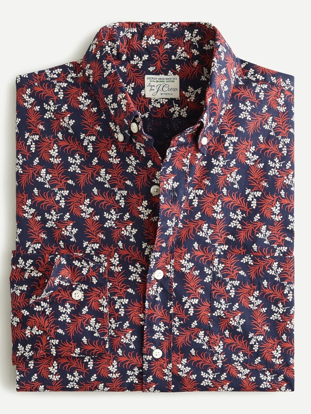 J. Crew Slim Untucked Stretch Secret Wash Cotton Poplin Vine Button Down Shirt